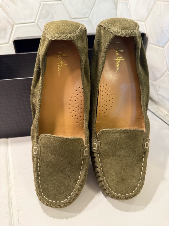 Shoes - Cole Haan NikeAir Collab Candyce Green Suede Loafers Sz 7 Box Flats Moccasin
